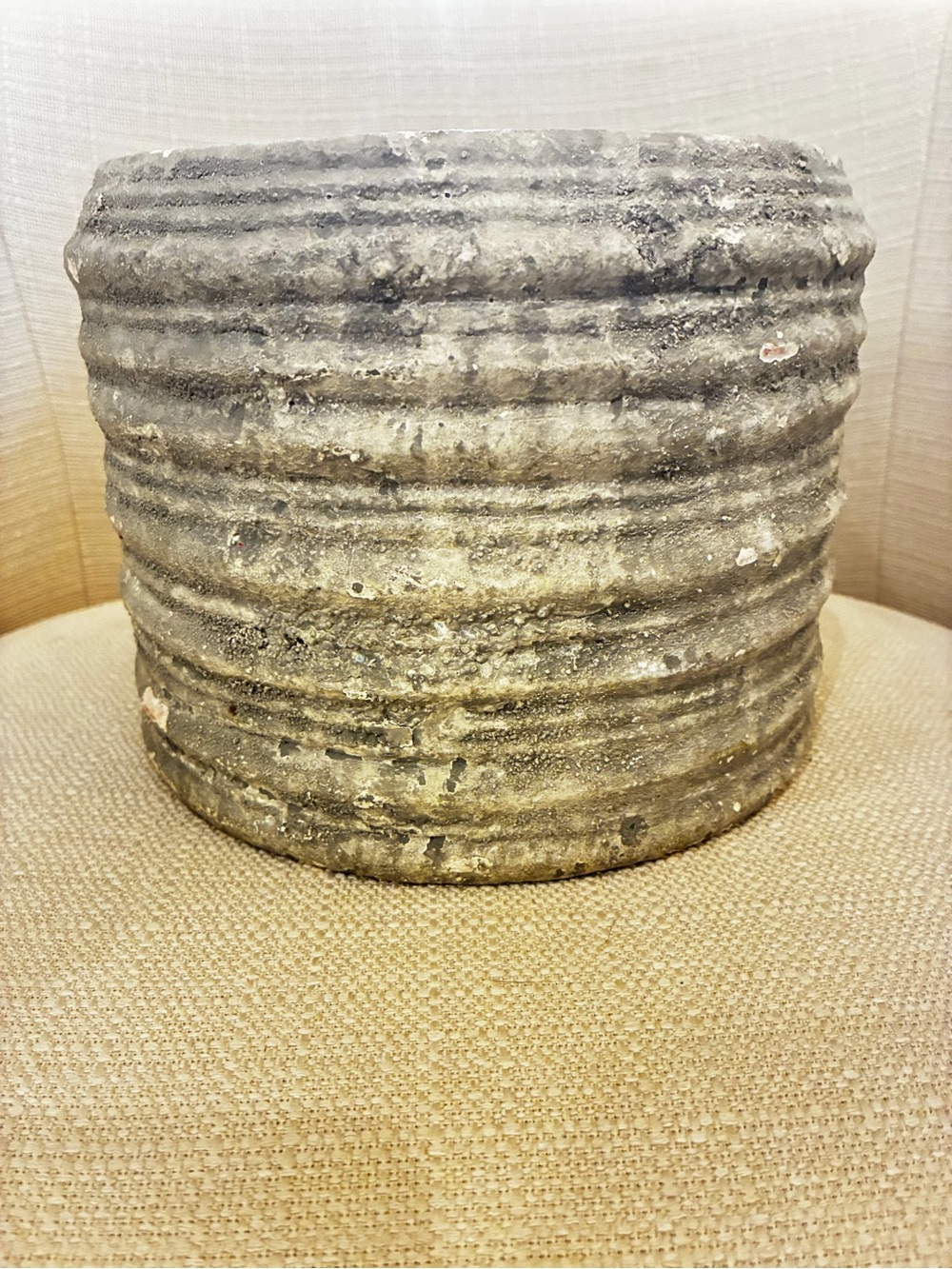 Textured Ribbed Concrete Planter/ Vase in Gray